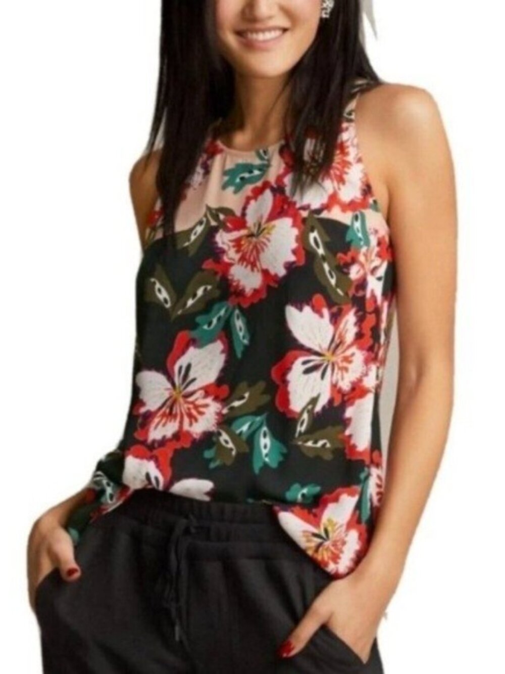 CABI Sleeveless Floral Hibiscus Tank Top - Size Medium